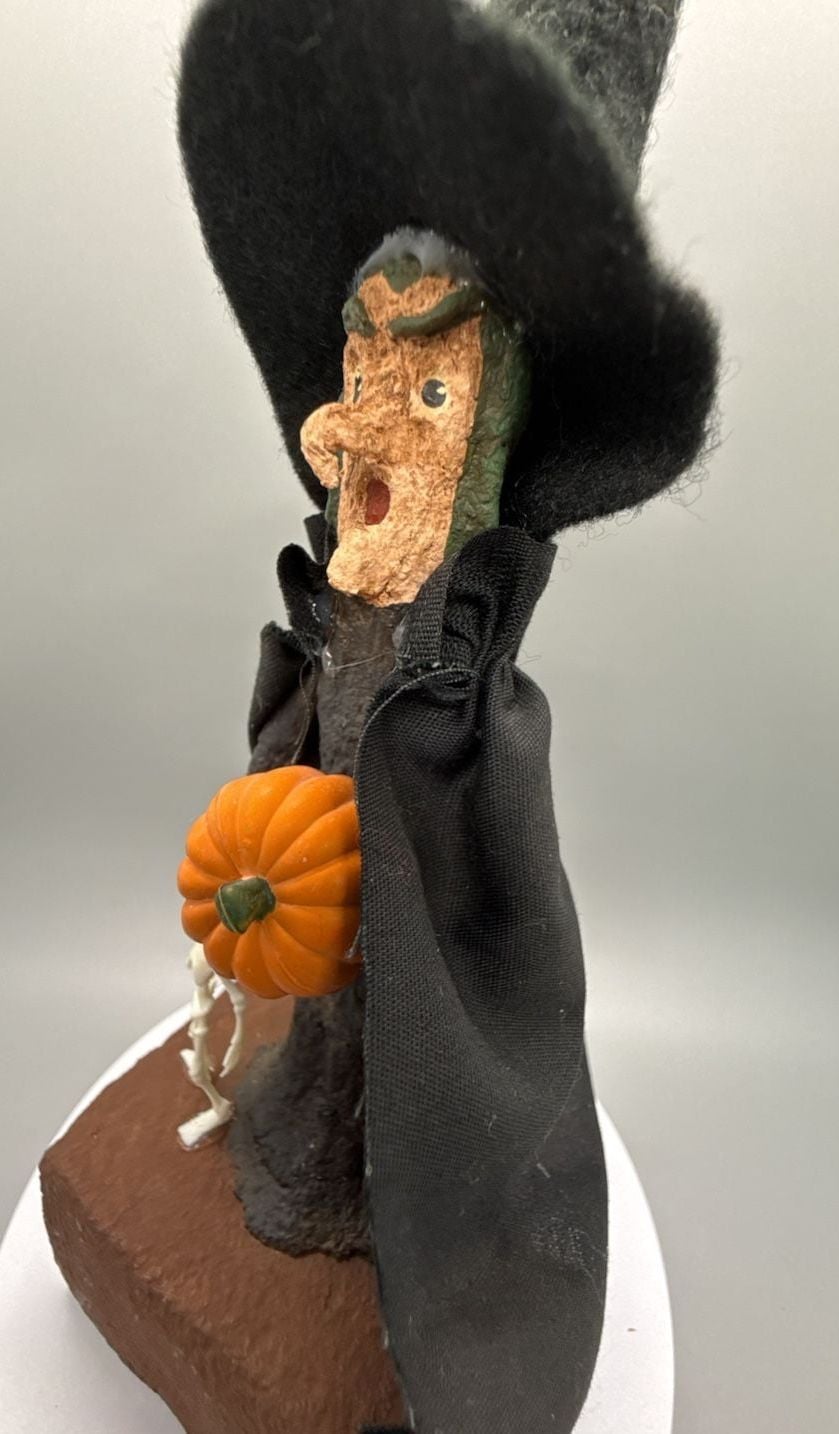 Deb Macklin Signed Folk Art Paper Mache Halloween Witch Primitive 1996 Vtg 10