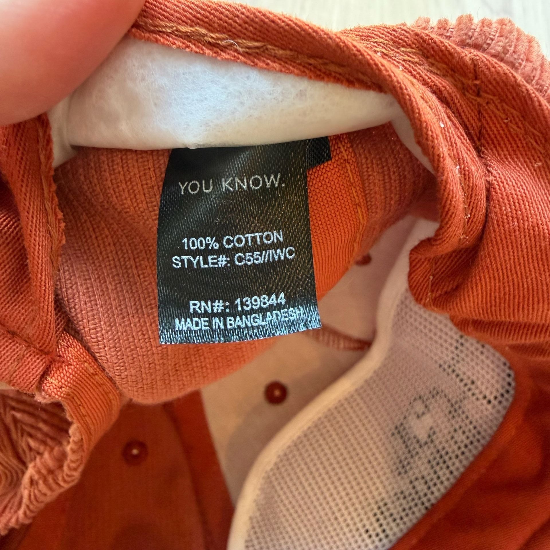You Know The Hangar Hat Orange Corduroy Snapback 4
