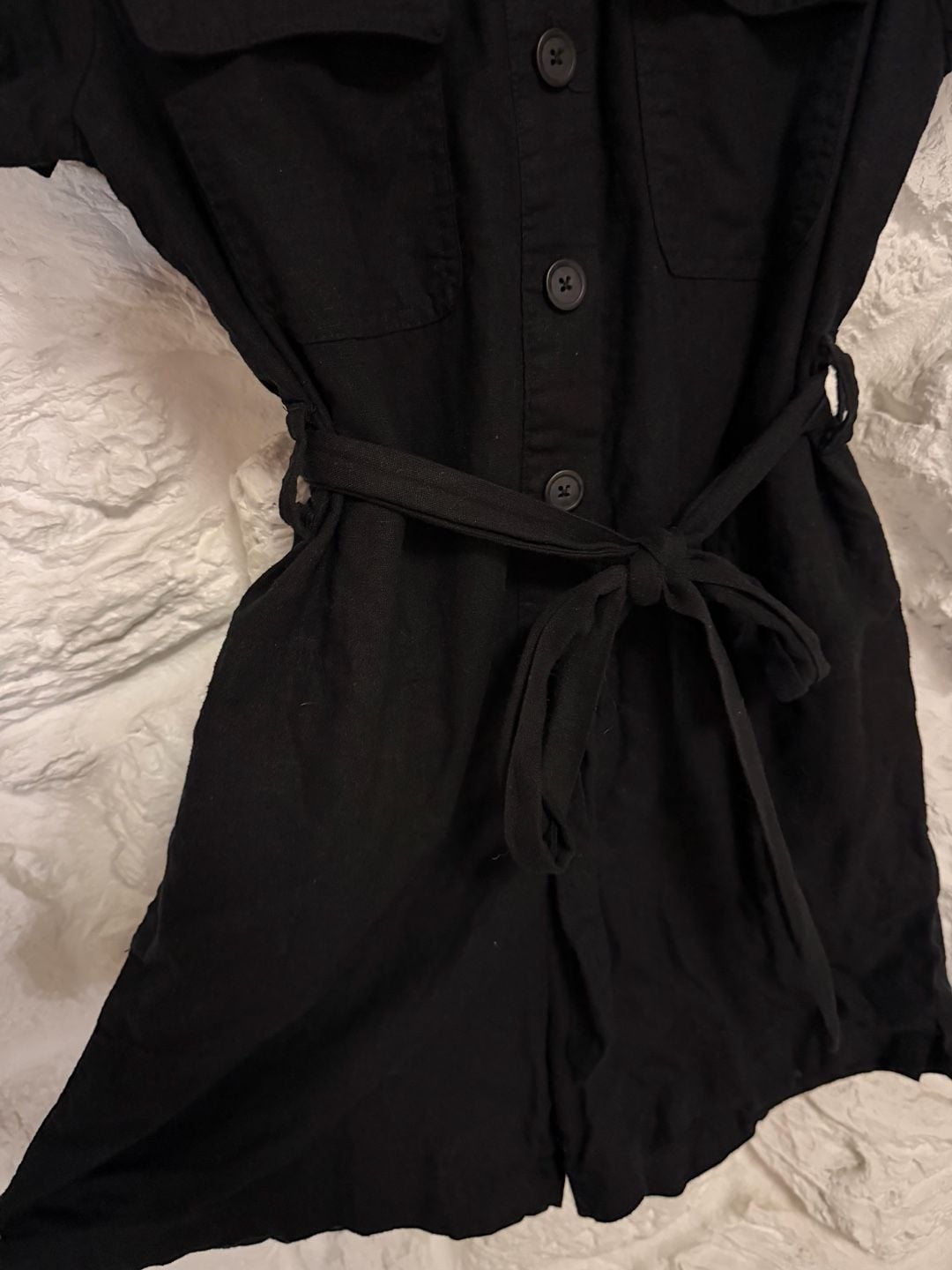 Matty M Utility Jumpsuit Size S Black Linen Viscose Belted Romper 5