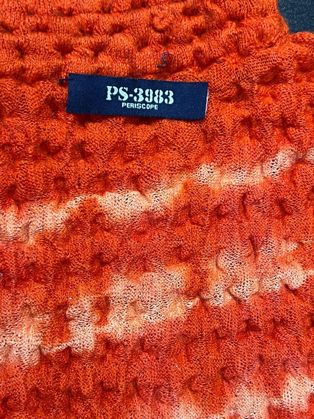 Periscope Y2K Wool & Acrylic One Size Orange Textured Sleeveless Mock Neck 6