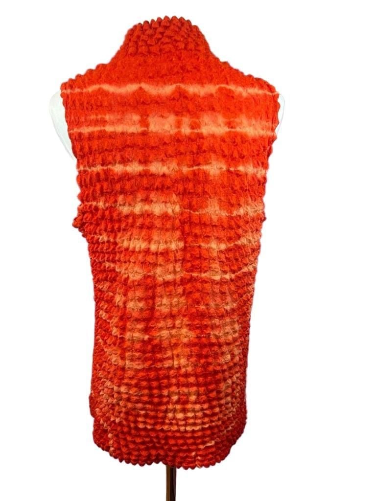 Periscope Y2K Wool & Acrylic One Size Orange Textured Sleeveless Mock Neck 5