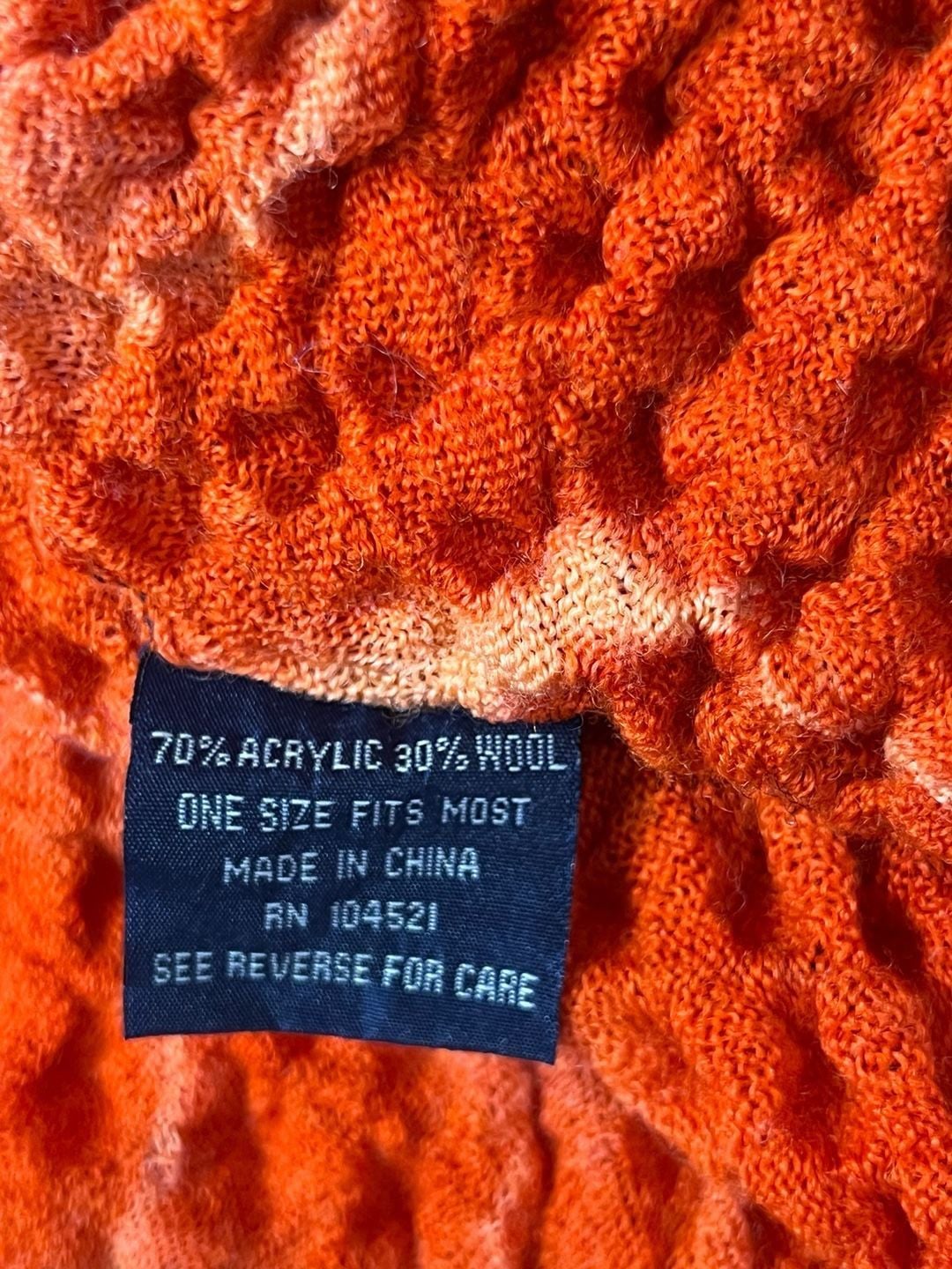 Periscope Y2K Wool & Acrylic One Size Orange Textured Sleeveless Mock Neck 7