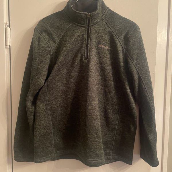 Eddie Bauer Fleece Quarter-Zip Pullover Size XL Green Heather