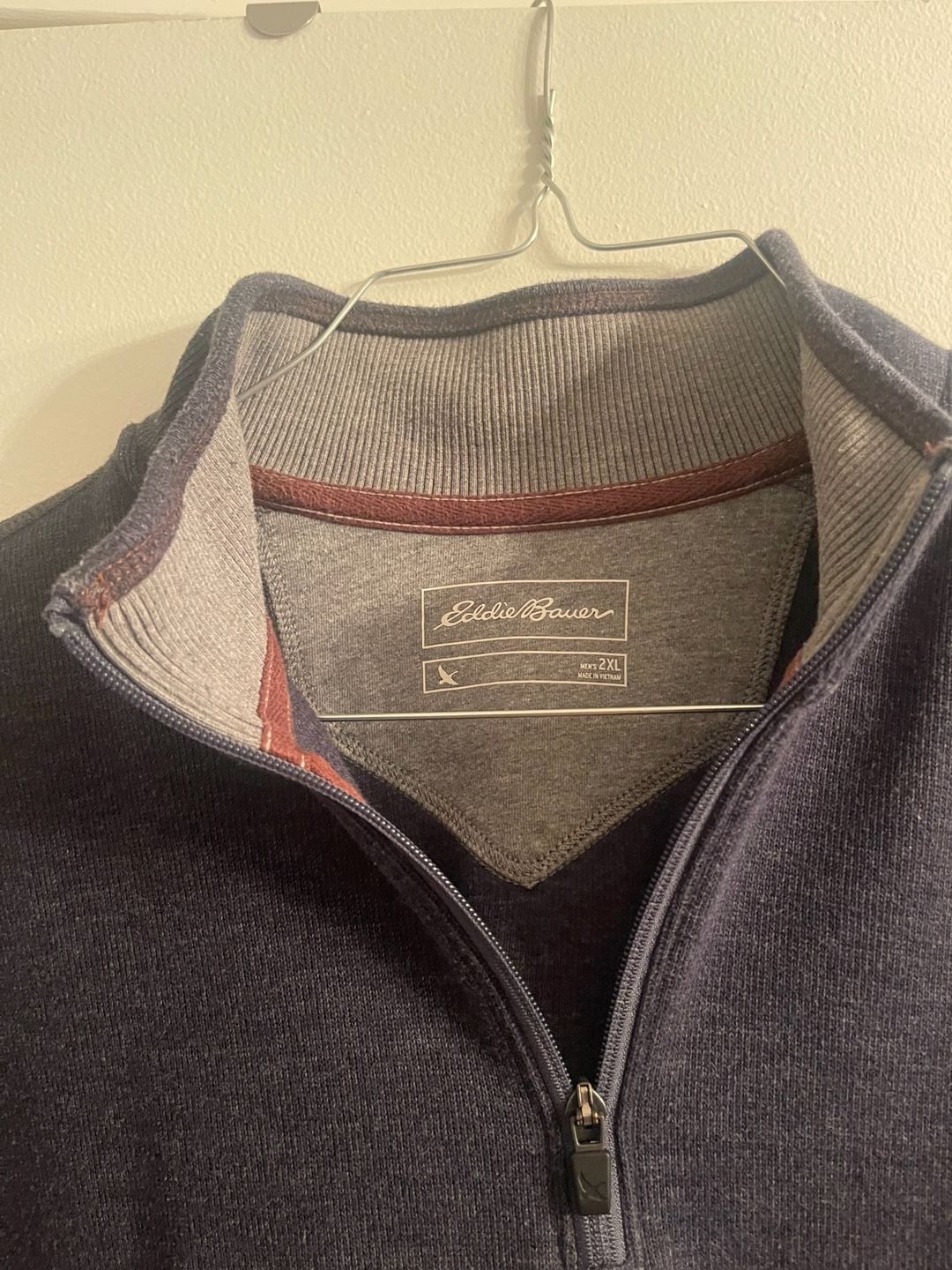 Eddie Bauer Quarter-Zip Pullover Size 2XL Dark Gray Marled Mock Neck 3
