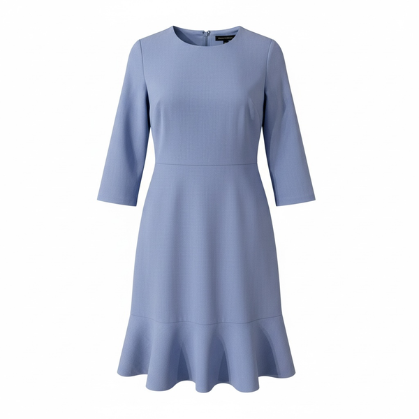 Banana Republic Dress Size 2 Blue 3/4 Sleeve Ruffle Hem