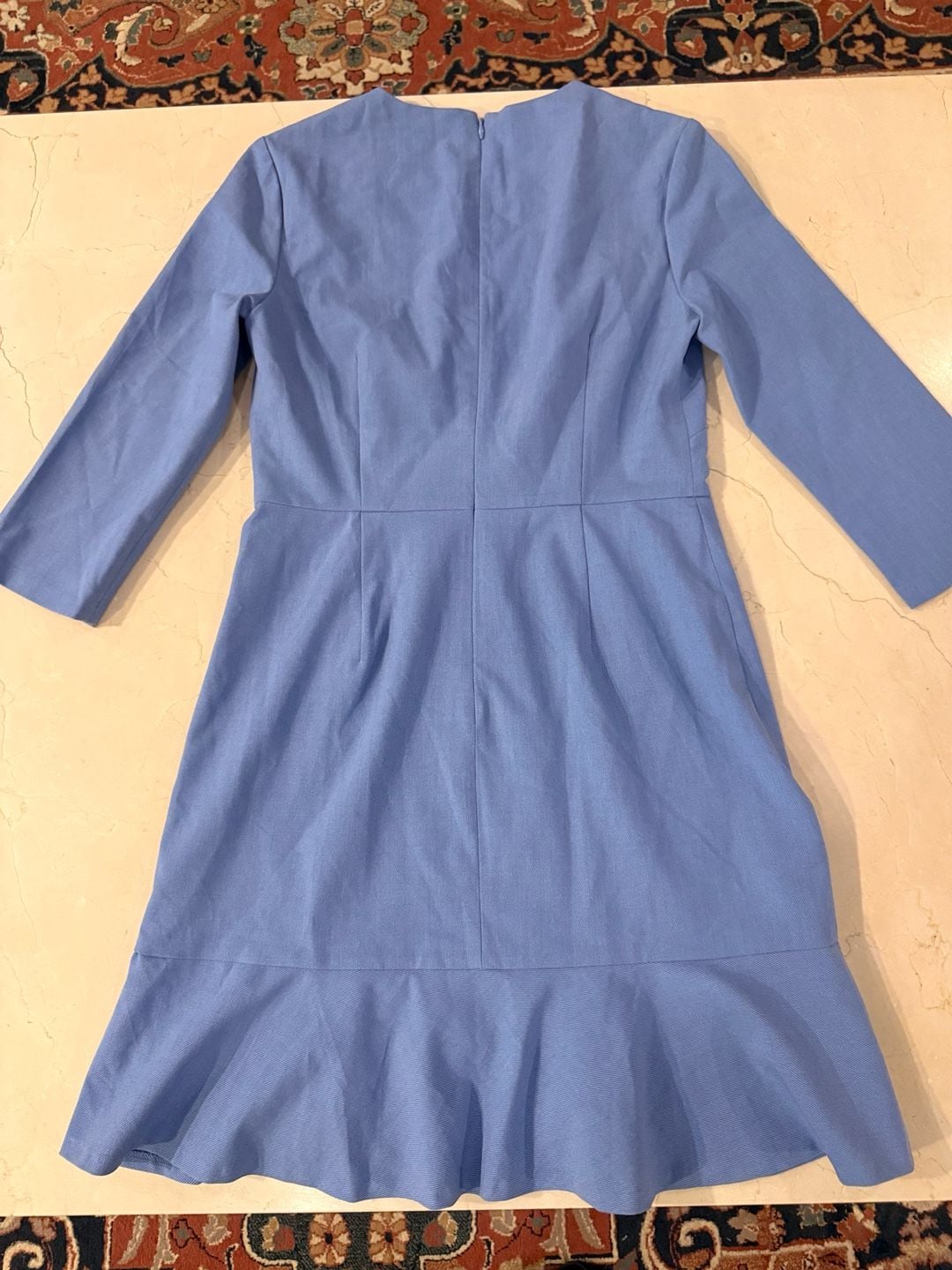 Banana Republic Dress Size 2 Blue 3/4 Sleeve Ruffle Hem 7