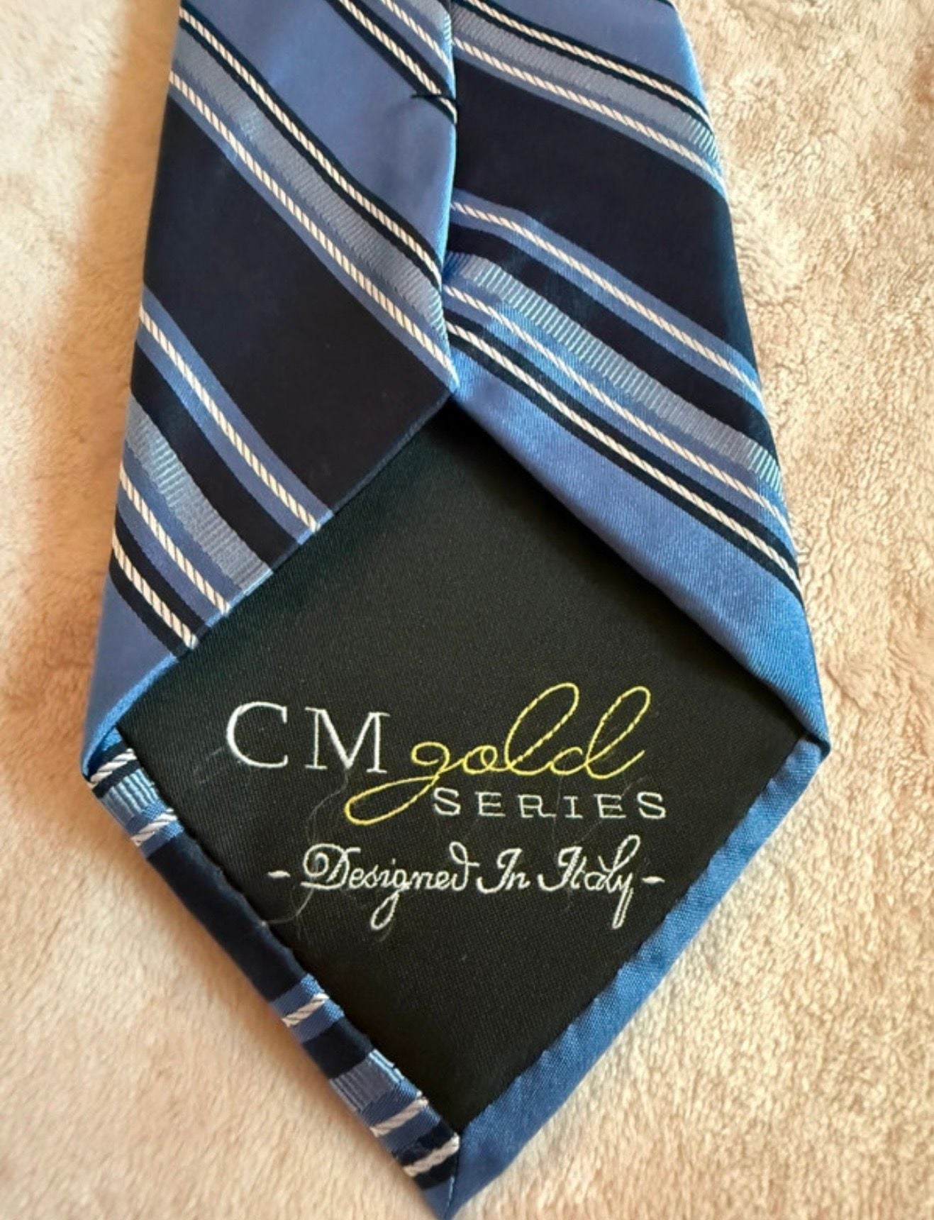 CM Gold Series Blue Striped Necktie Size Extra Long 4