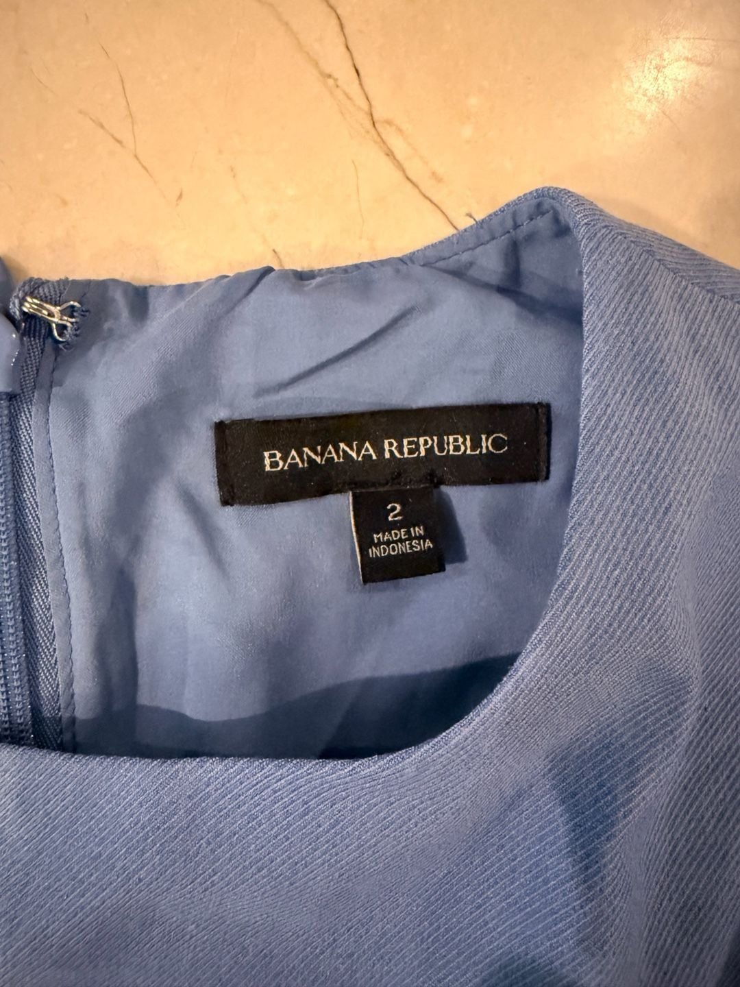 Banana Republic Dress Size 2 Blue 3/4 Sleeve Ruffle Hem 5