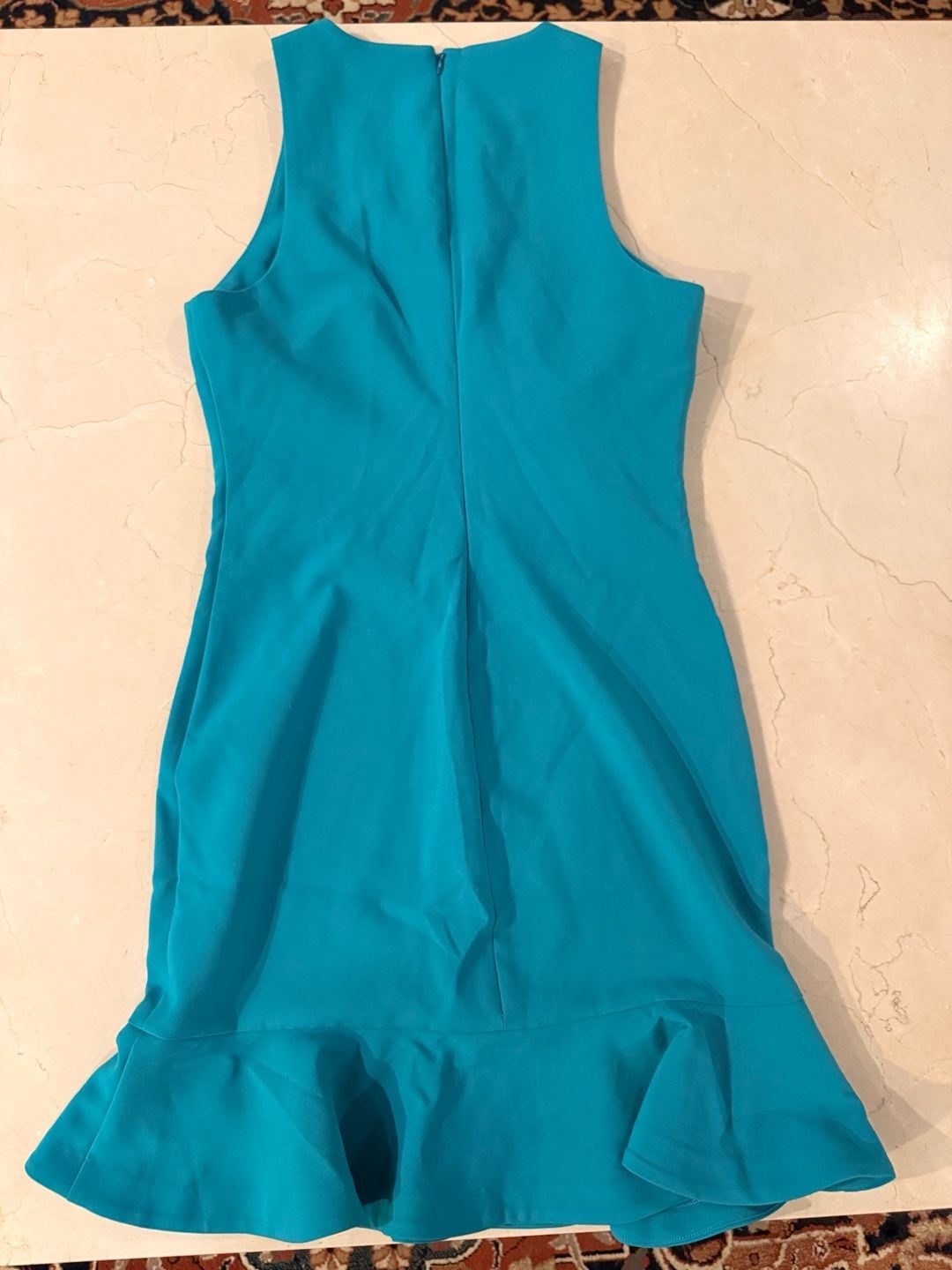 Likely Tina Dress Size 6 Teal Blue Halter Sleeveless Ruffle Hem 7