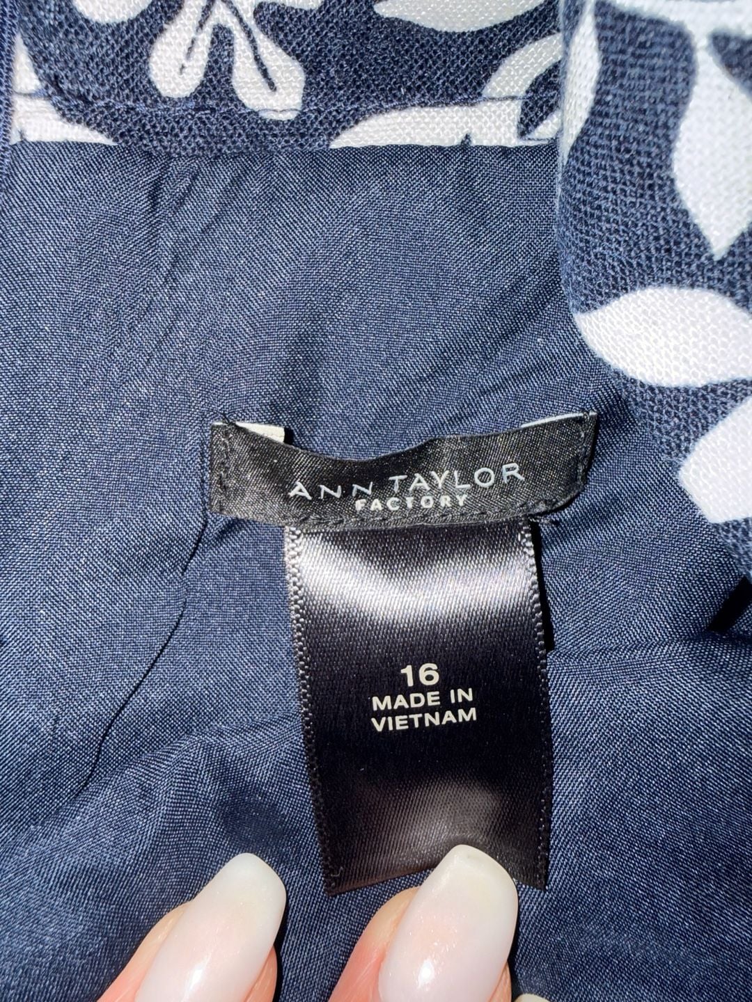 Ann Taylor Factory Jumpsuit - Blue White Leaf Print Linen 6