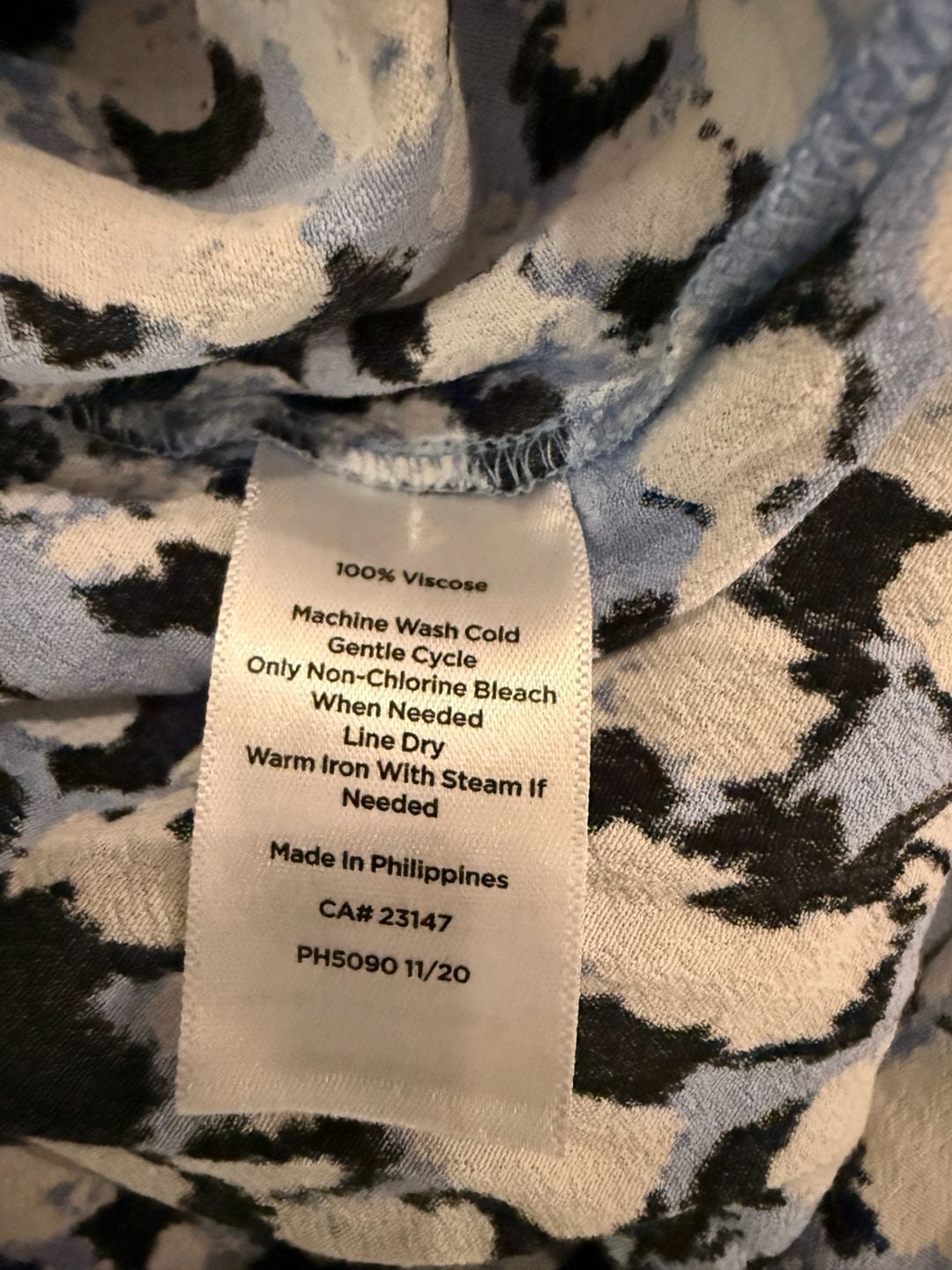 Talbots Dress Blue Black White Floral Print Viscose 7