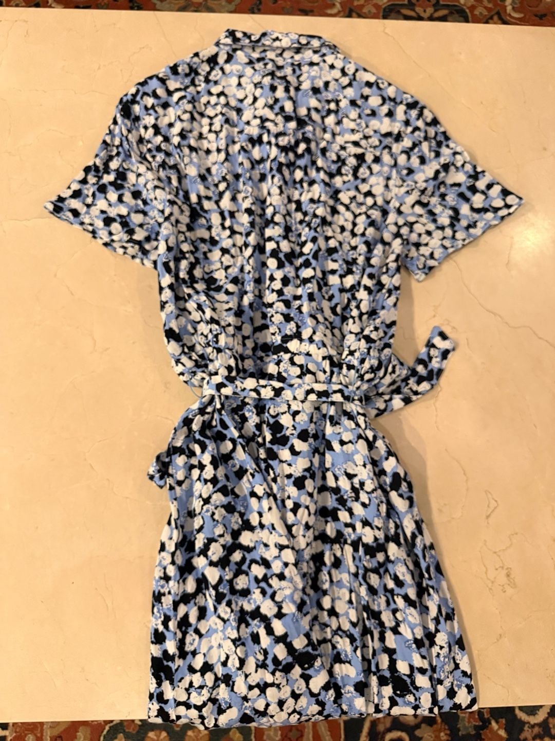 Talbots Dress Blue Black White Floral Print Viscose 8