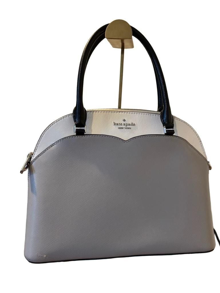 Kate Spade Payton Colorblock Medium Dome Satchel Gray White Black 2