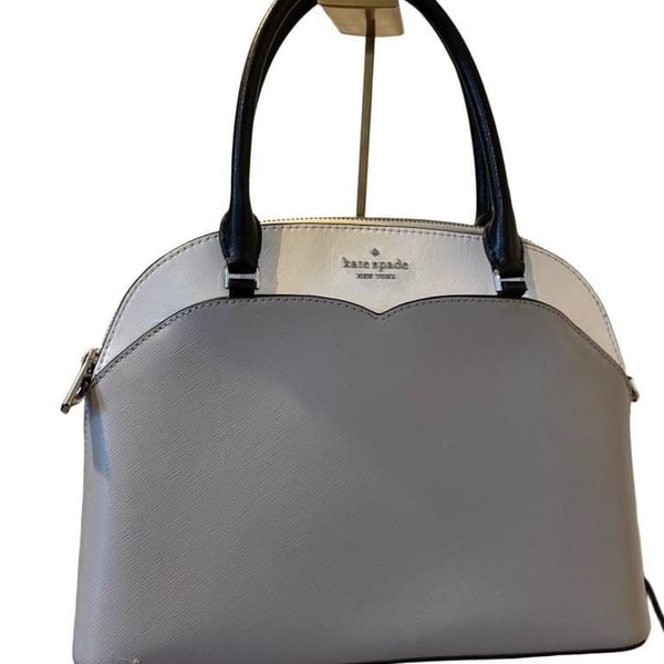 Kate Spade Payton Colorblock Medium Dome Satchel Gray White Black