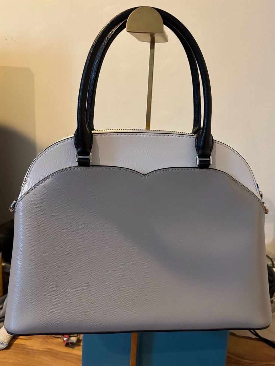 Kate Spade Payton Colorblock Medium Dome Satchel Gray White Black 3