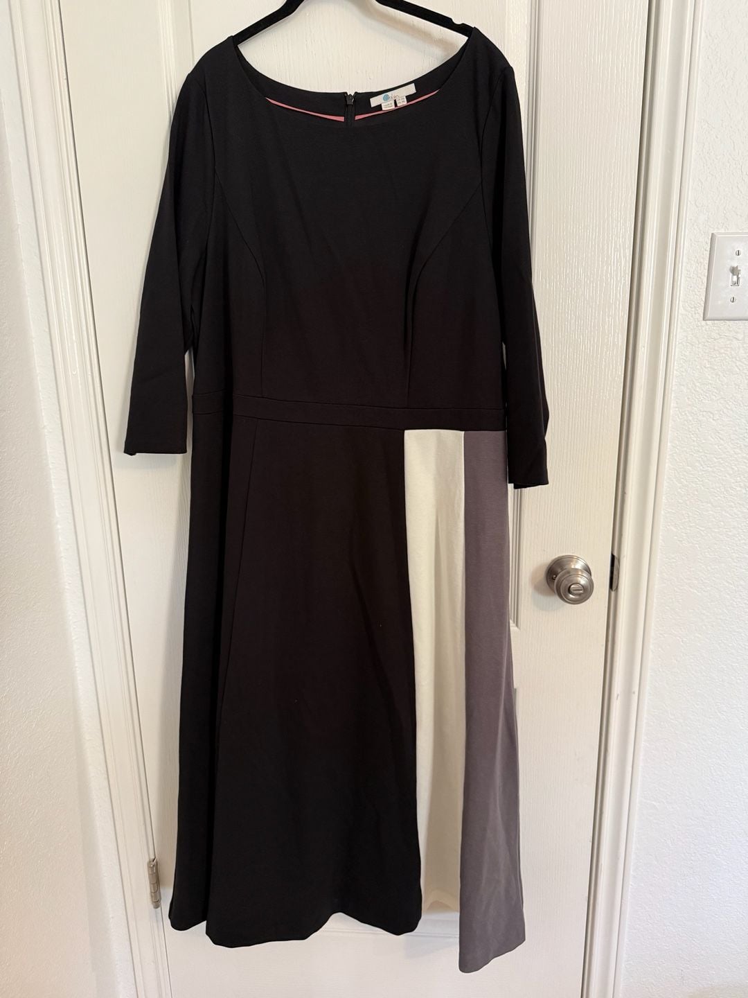 Boden Claudia Ponte Midi Dress Size US 18L Black Colorblock 5