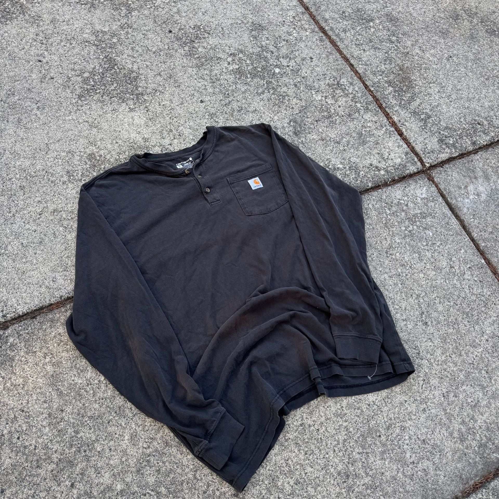 Carhartt Long Sleeve Henley Pocket T-Shirt Size XL Tall Black 2