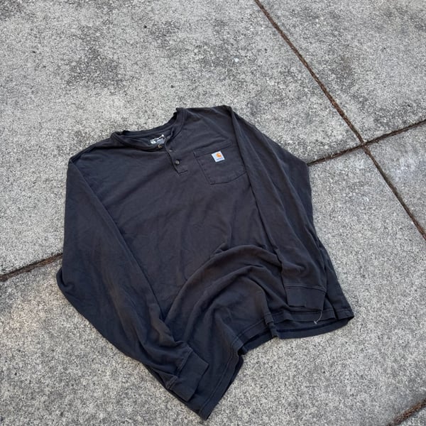 Carhartt Long Sleeve Henley Pocket T-Shirt Size XL Tall Black