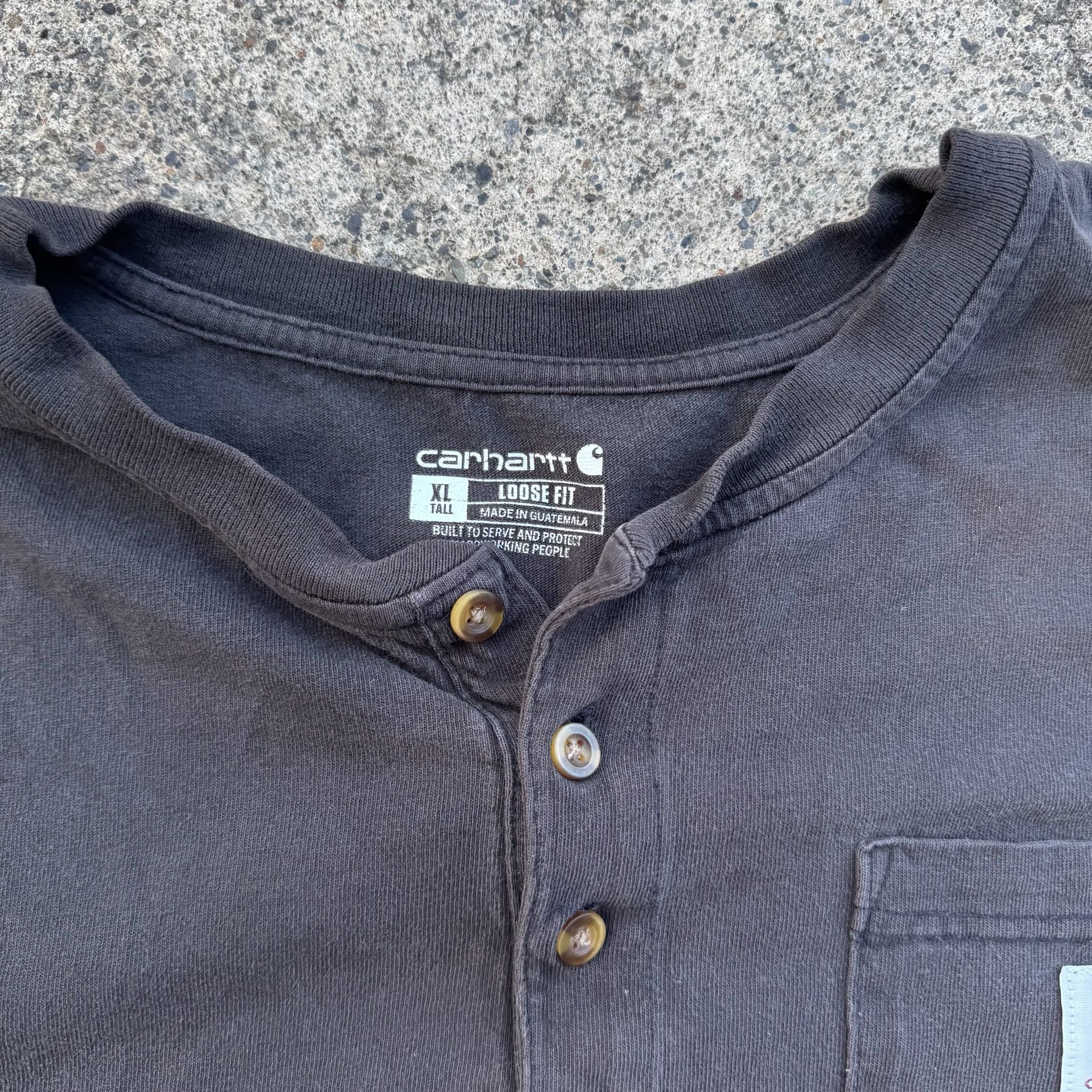 Carhartt Long Sleeve Henley Pocket T-Shirt Size XL Tall Black 5