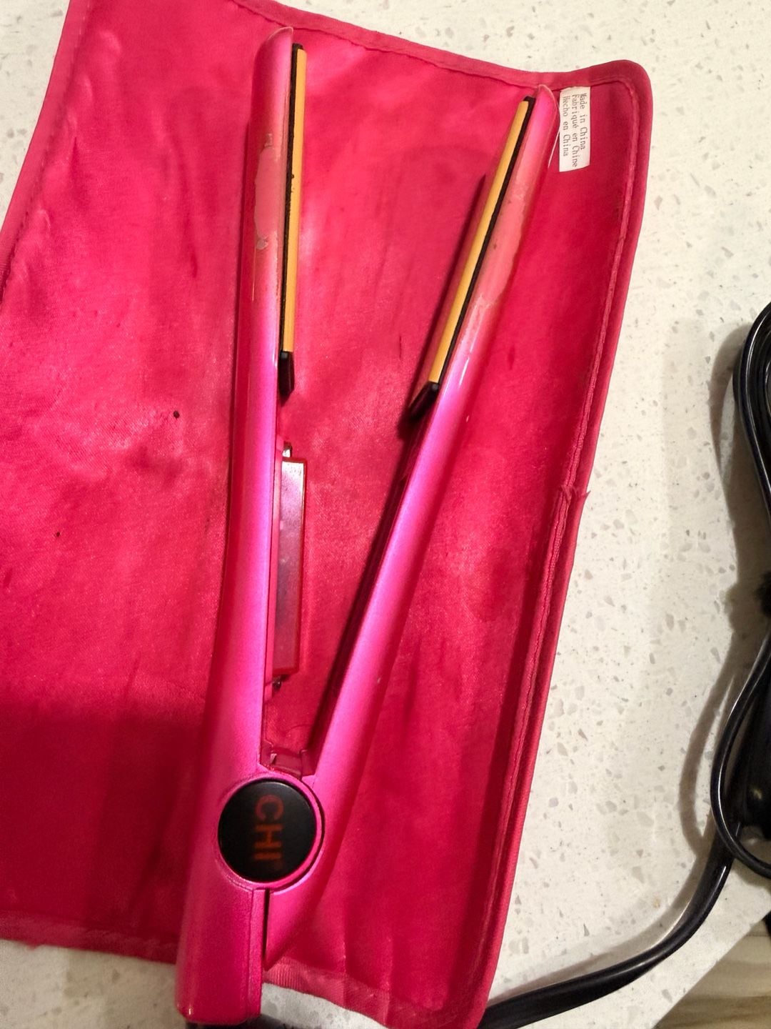 CHI Ceramic Flat Iron Pink Hair Straightener With Pouch 4