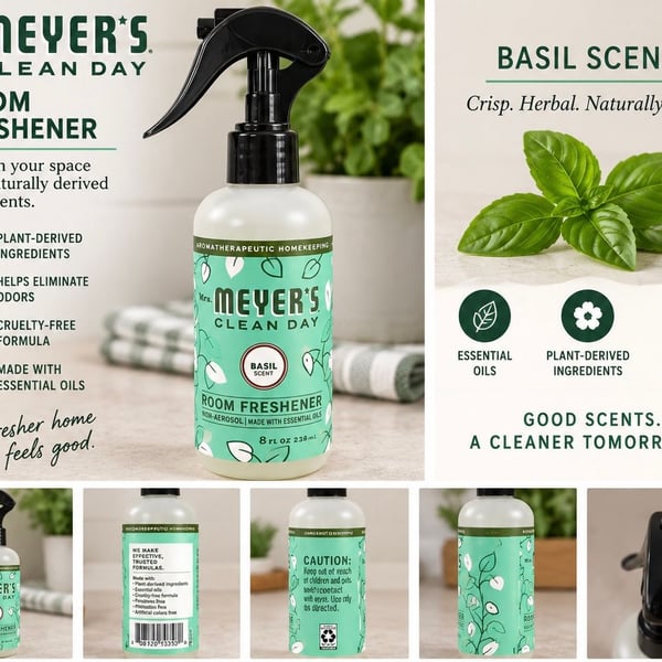 Mrs. Meyer's Room Freshener Size 8 fl oz Basil Scent