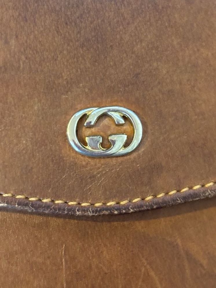Gucci Leather Wallet Brown Made In Italy Vintage Clutch 9