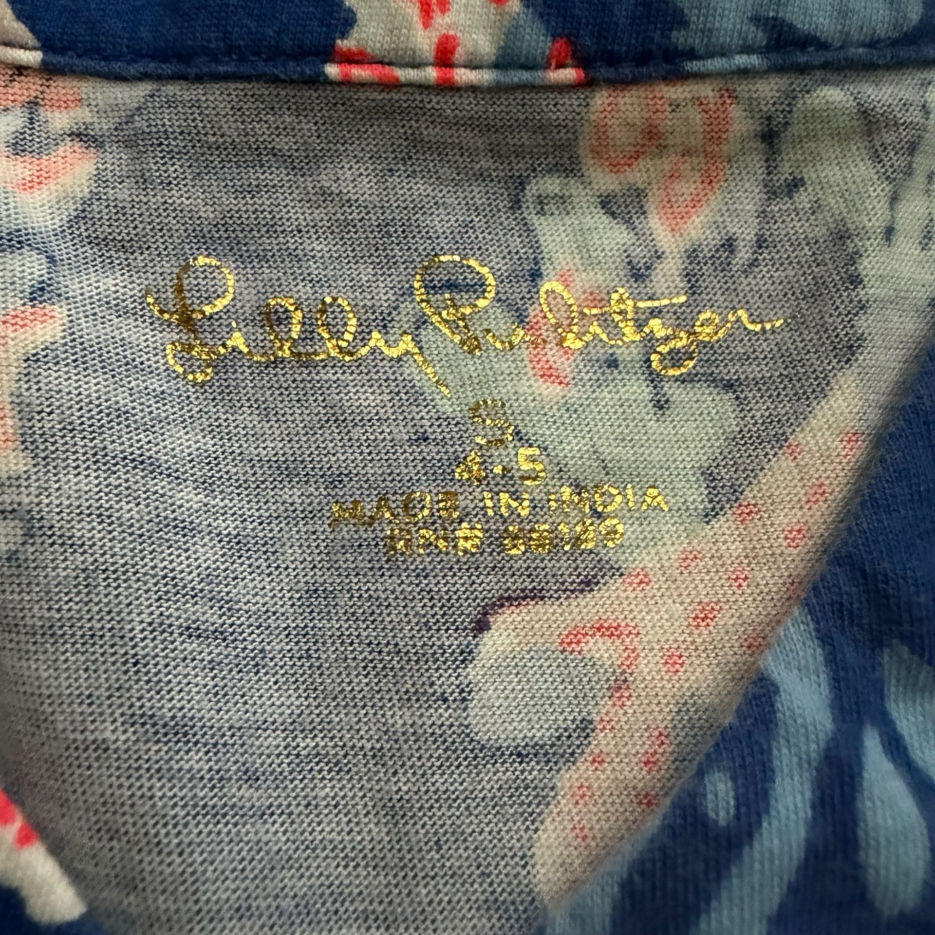 Lilly Pulitzer Girls Mini Lorina Dress Size 4-5 Blue Coral Print Sleeveless 3