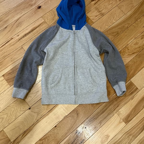 Old Navy Zip-Up Hoodie Size S (6-7) Gray Blue Colorblock