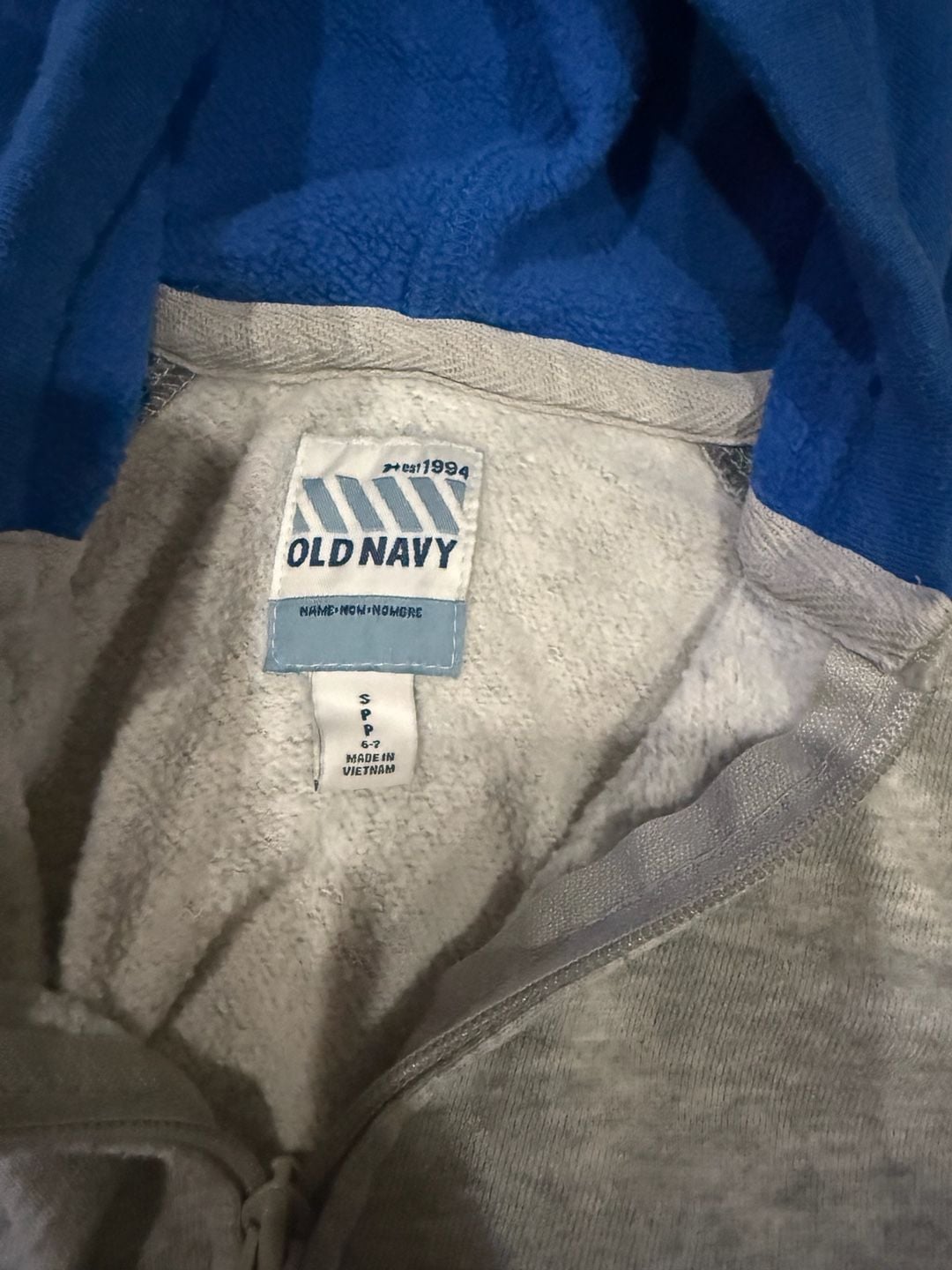 Old Navy Zip-Up Hoodie Size S (6-7) Gray Blue Colorblock 4