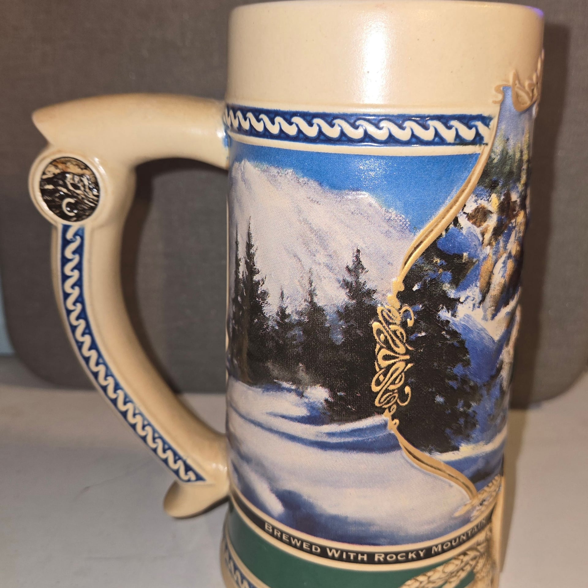 Coors Rocky Mountain Waterfall Heritage Series Winter 1995 Beer Stein 3