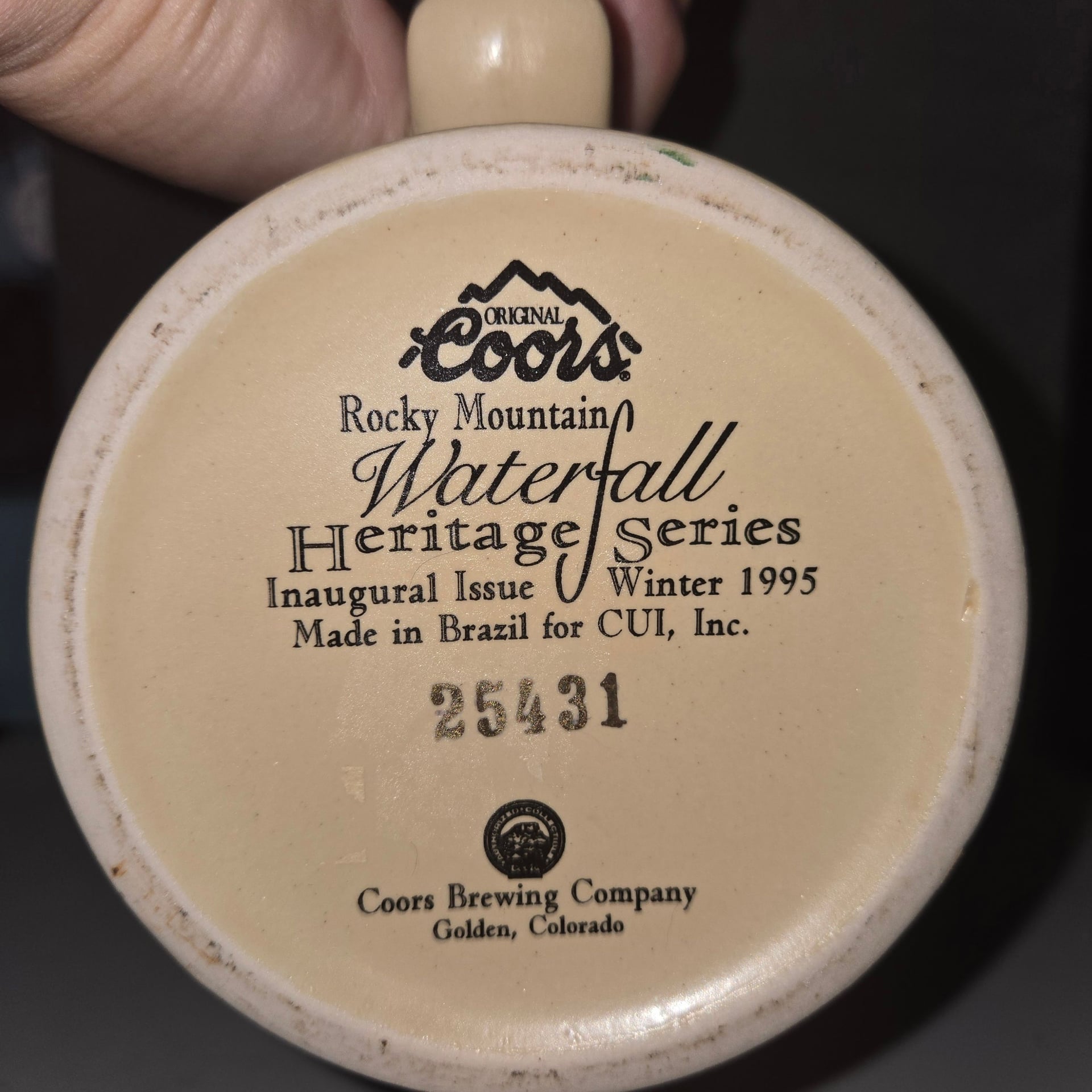 Coors Rocky Mountain Waterfall Heritage Series Winter 1995 Beer Stein 4