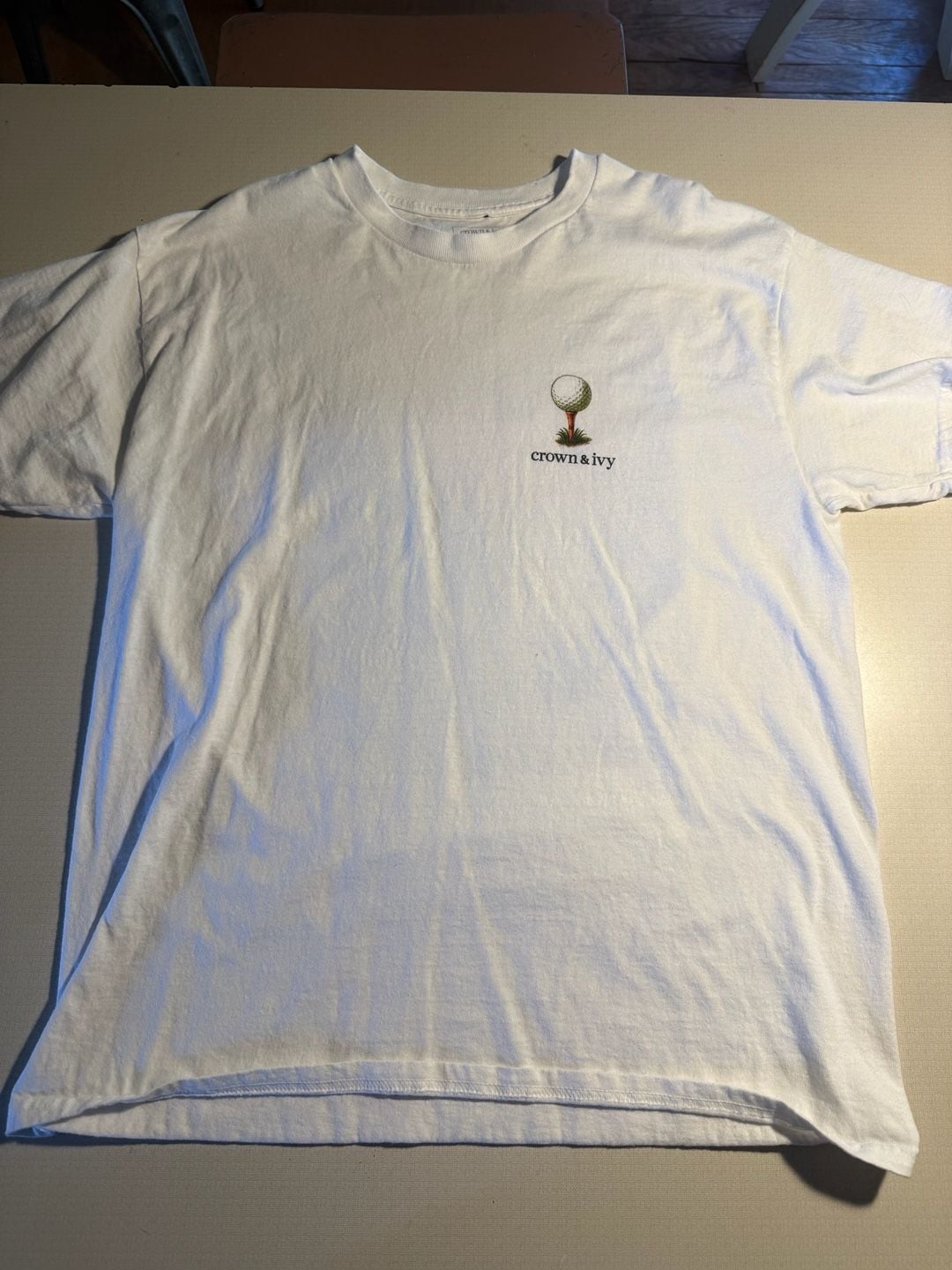 Crown & Ivy Graphic T-Shirt Size M White Ale In One Golf 2