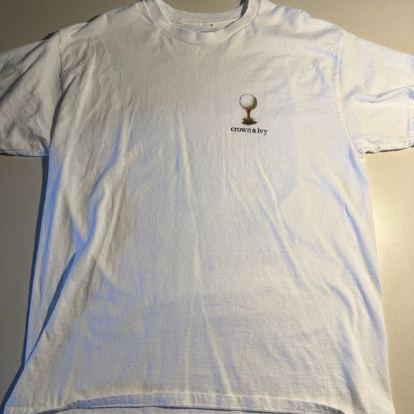 Crown & Ivy Graphic T-Shirt Size M White Ale In One Golf