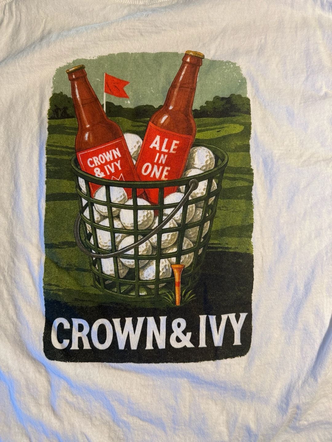Crown & Ivy Graphic T-Shirt Size M White Ale In One Golf 6