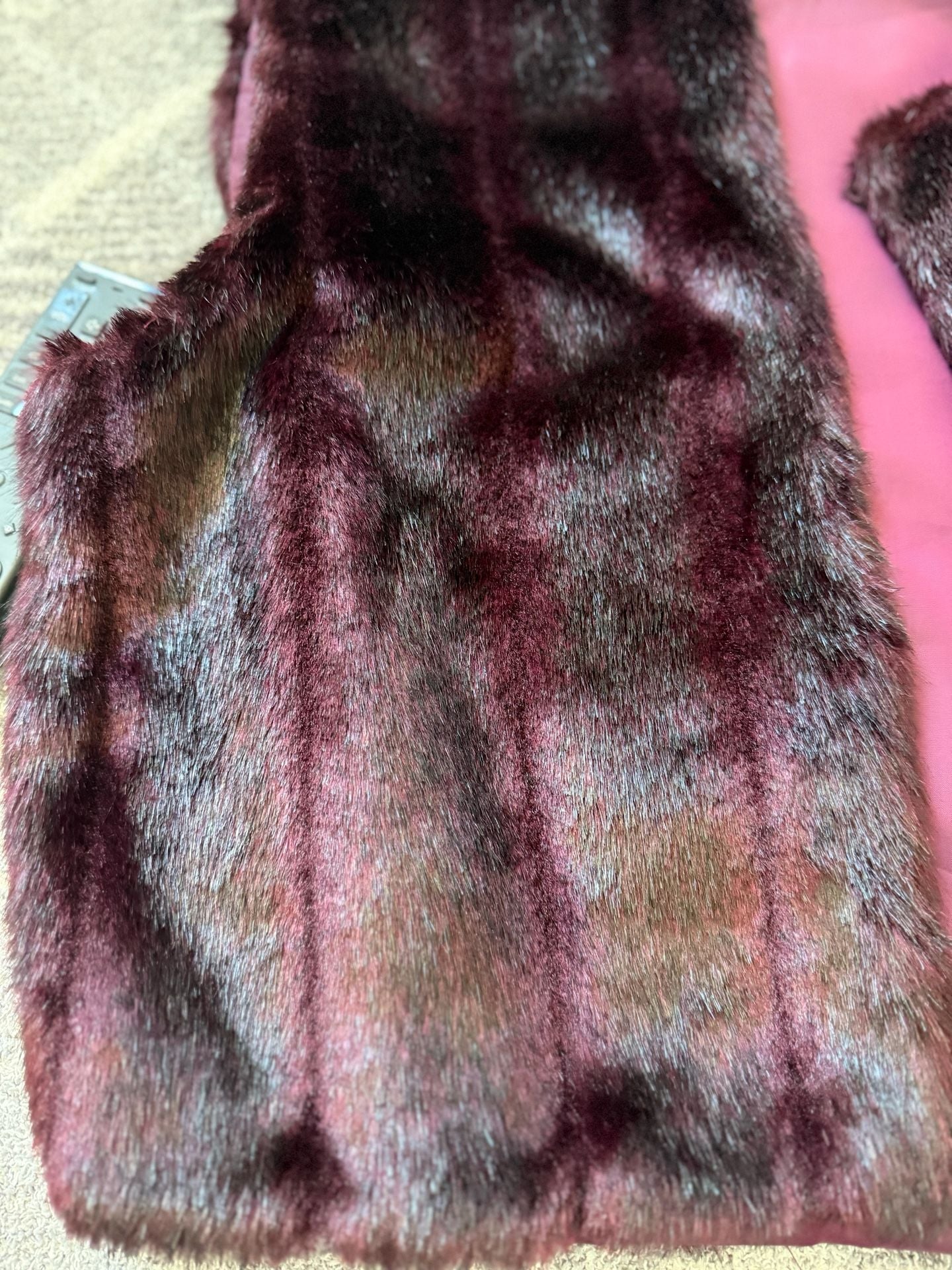 Faux Fur Vest Size M Burgundy Open Front Sleeveless Jacket 8