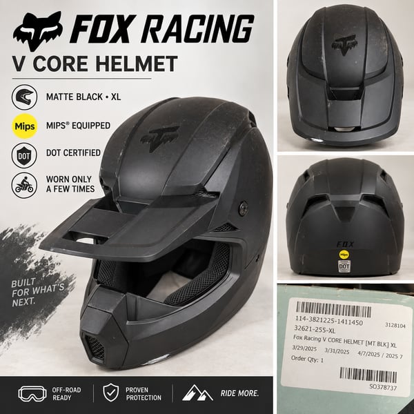 Fox Racing V Core Helmet Size XL Matte Black MIPS DOT