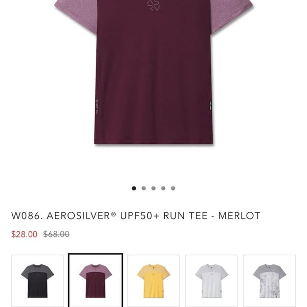 ASRV Aerosilver UPF50+ Run Tee Size L Merlot