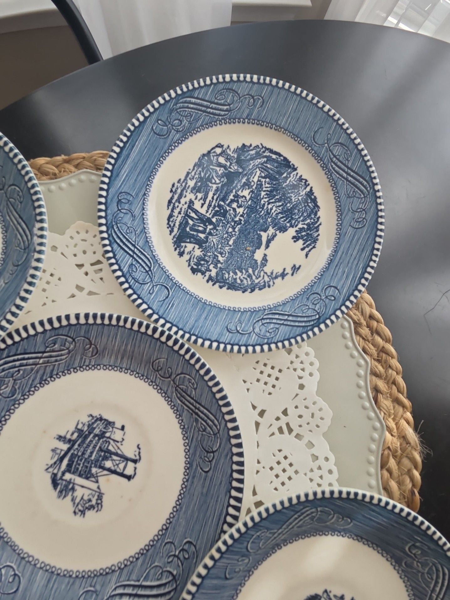 Vintage Blue and White Transferware Salad Plates Set of 6 2