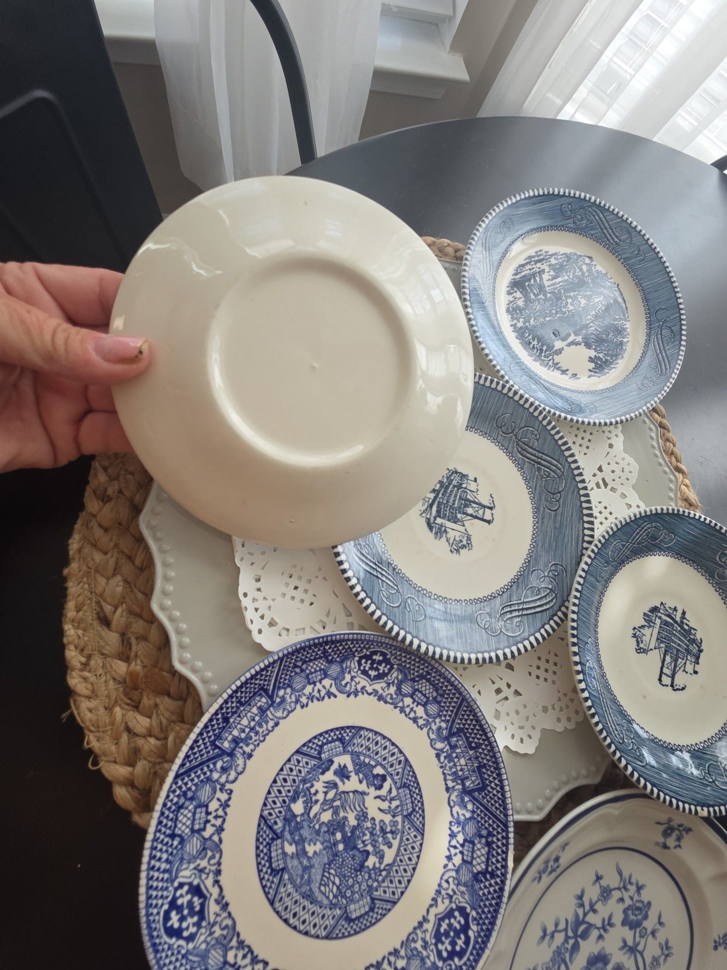 Vintage Blue and White Transferware Salad Plates Set of 6 8