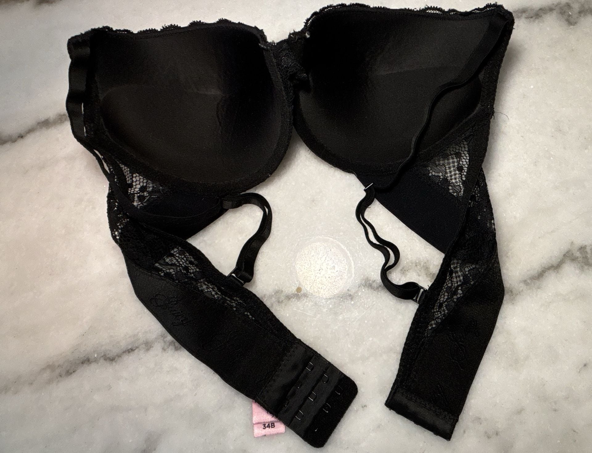 Juicy Couture Push Up Bra Size 34B Black Lace 3
