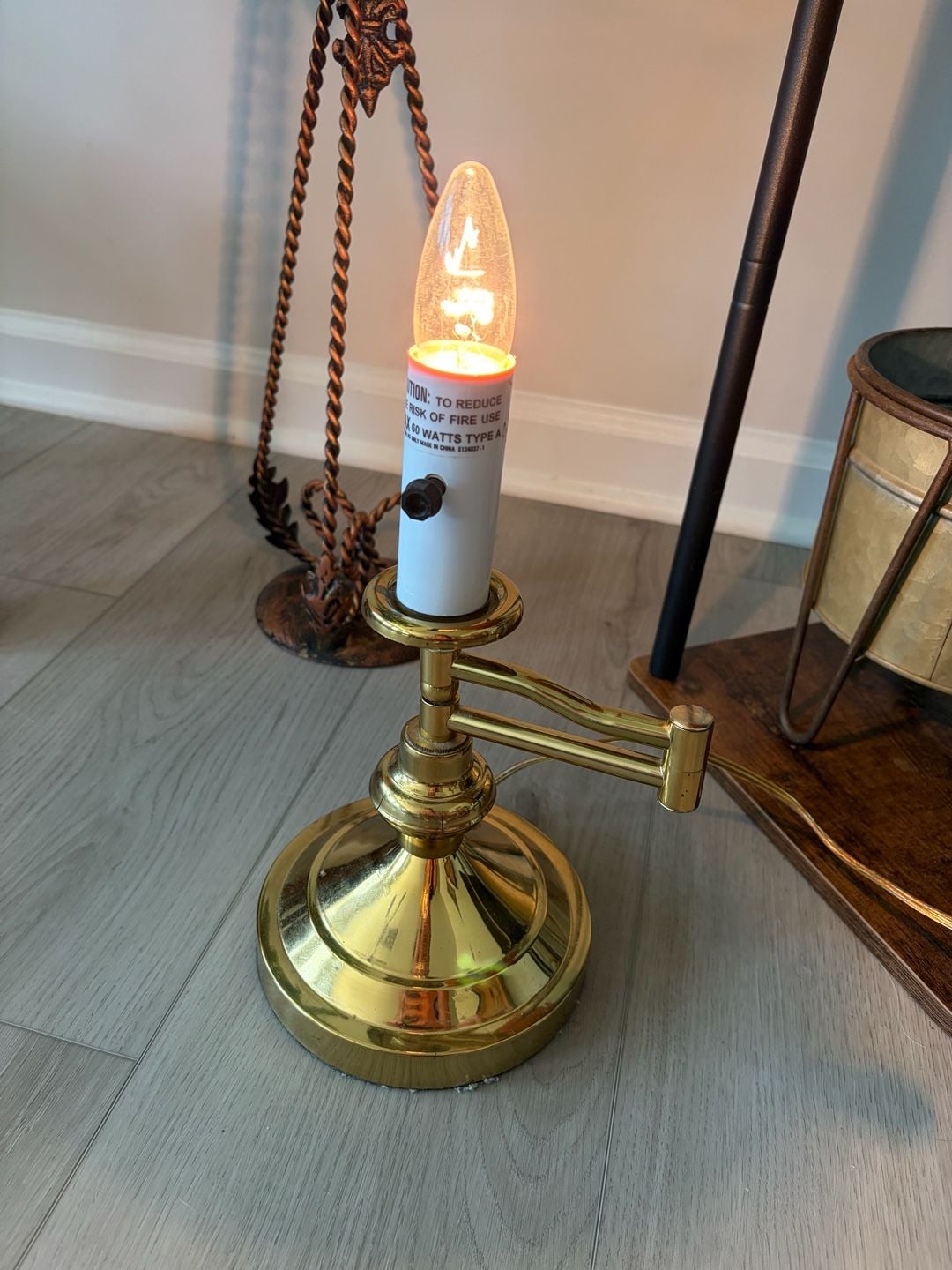 Vintage Brass Swing Arm Desk Lamp With Shade 1