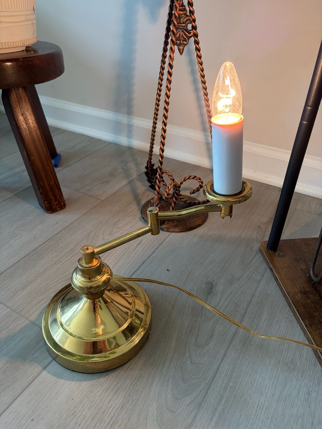 Vintage Brass Swing Arm Desk Lamp With Shade 2