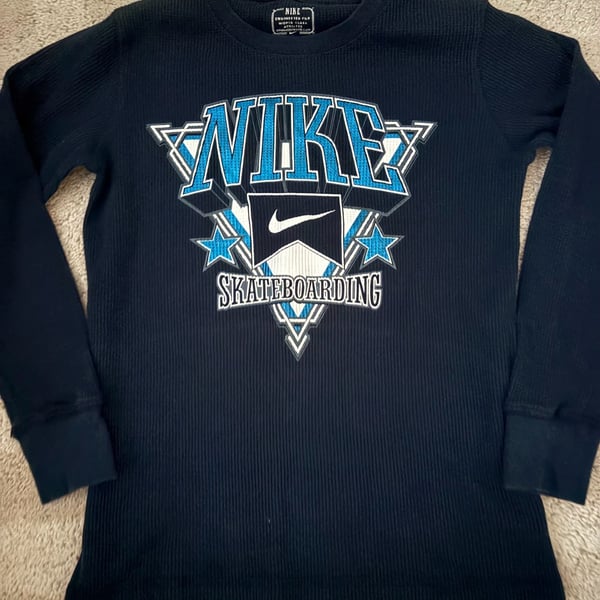 Nike Skateboarding Long Sleeve Waffle Thermal Shirt Size Youth Snall Navy