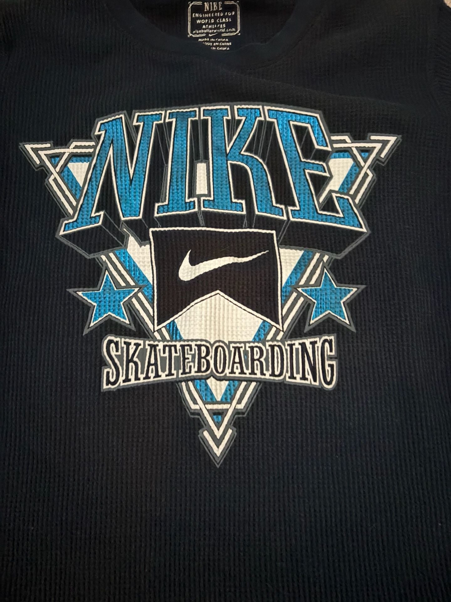 Nike Skateboarding Long Sleeve Waffle Thermal Shirt Size Youth Snall Navy 4