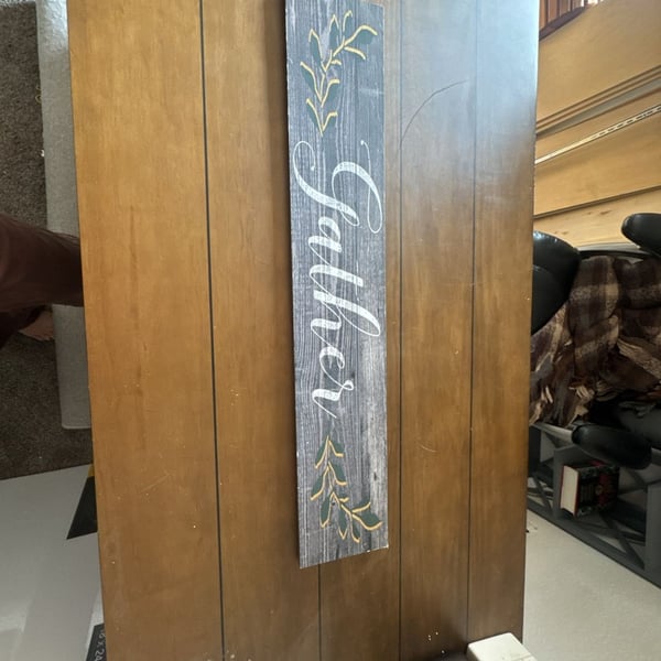 Rustic Wood Gather Sign with Leaf Accents