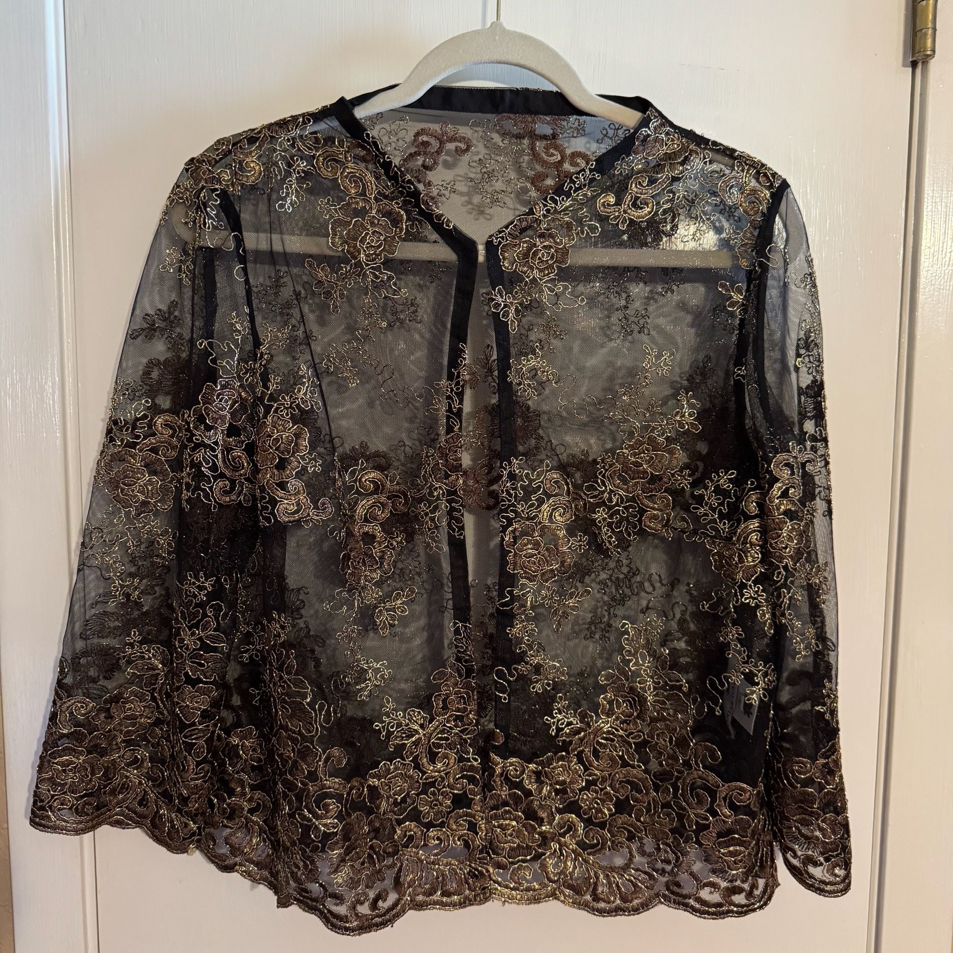 Marisa Baratelli Size 8 NWOT 100% Thai Silk Sheer Embroidered Jacket Formal 4