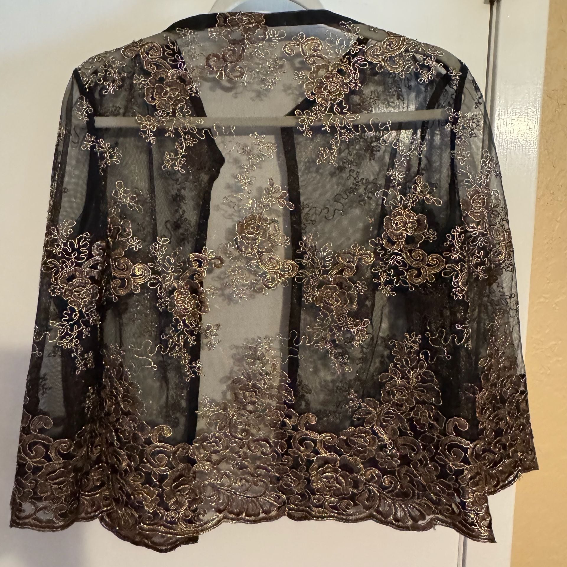 Marisa Baratelli Size 8 NWOT 100% Thai Silk Sheer Embroidered Jacket Formal 8