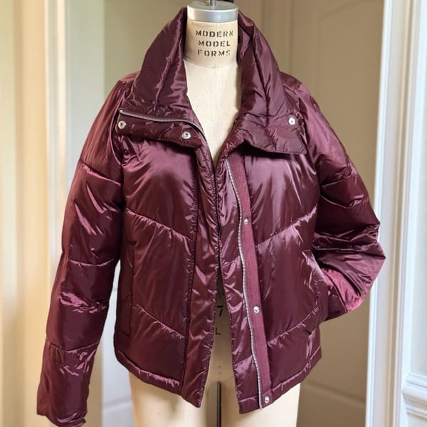 Abercrombie & Fitch The A&F Mini Puffer Size M Burgundy Wine Winter Jacket
