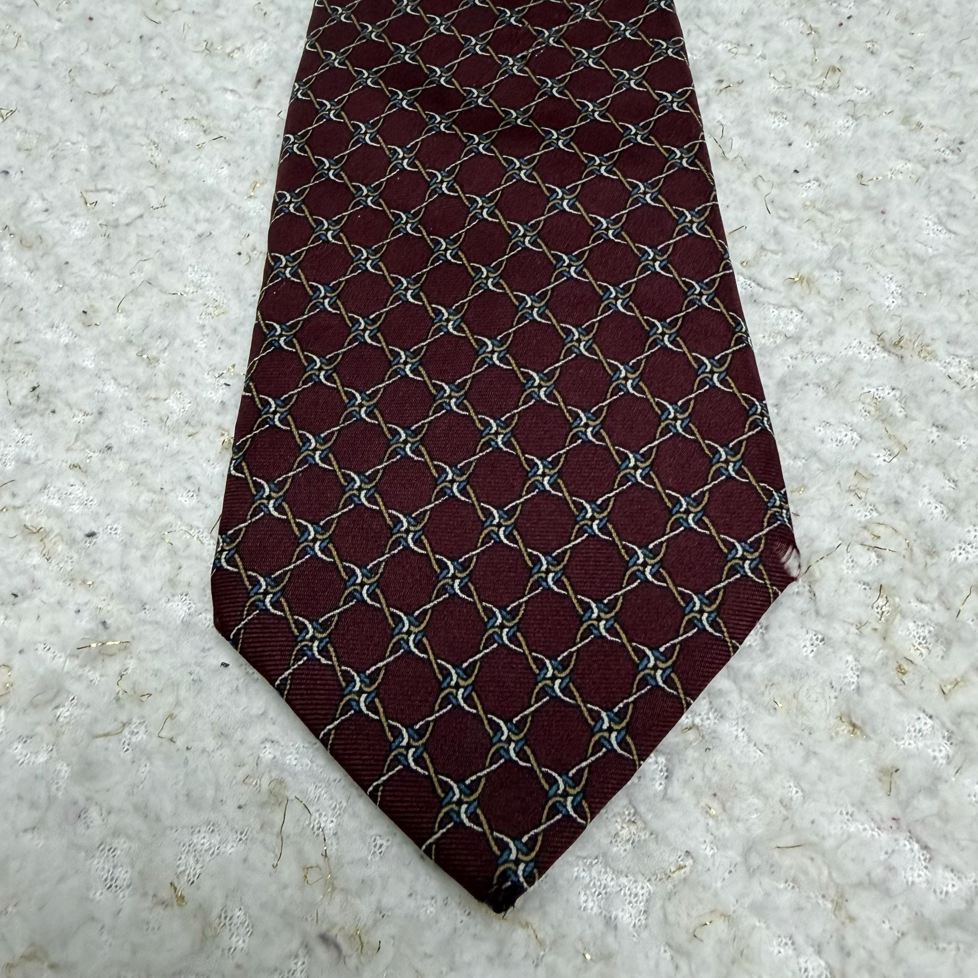 Christian Dior Silk Tie Maroon Geometric Made in USA 5