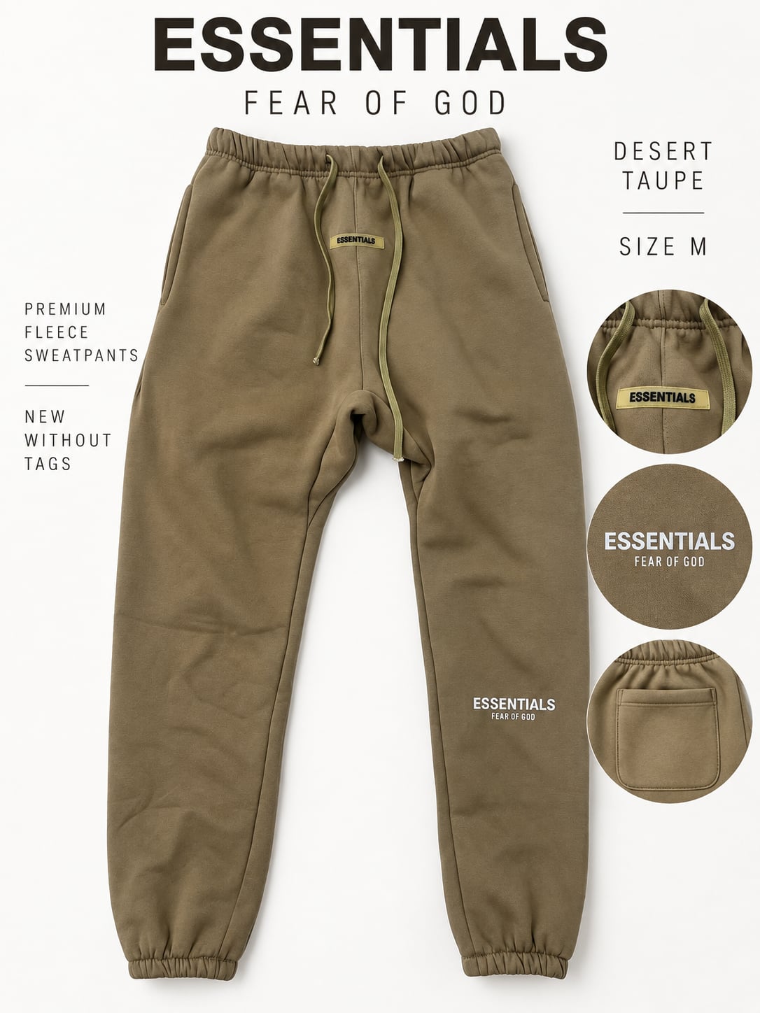 Fear of God Essentials Sweatpants Desert Taupe Size M NWOT 3